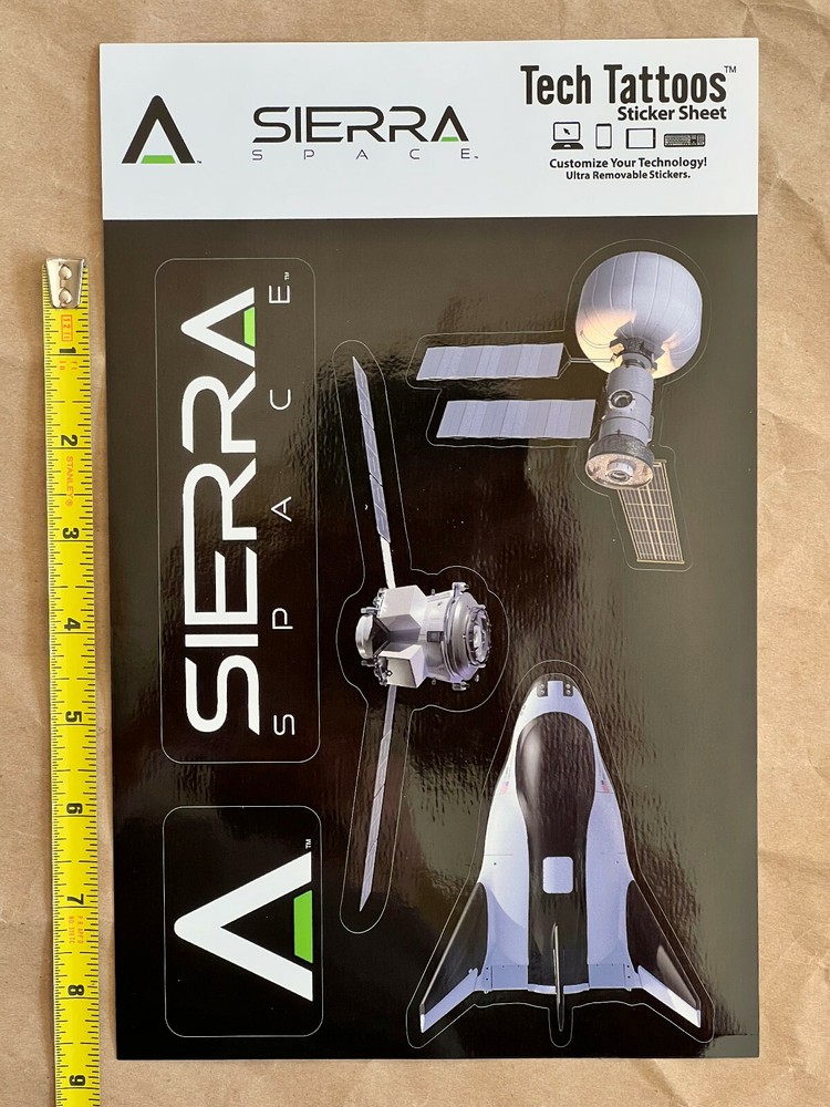 Sierra Space temporary removable sticker sheet, NEW
