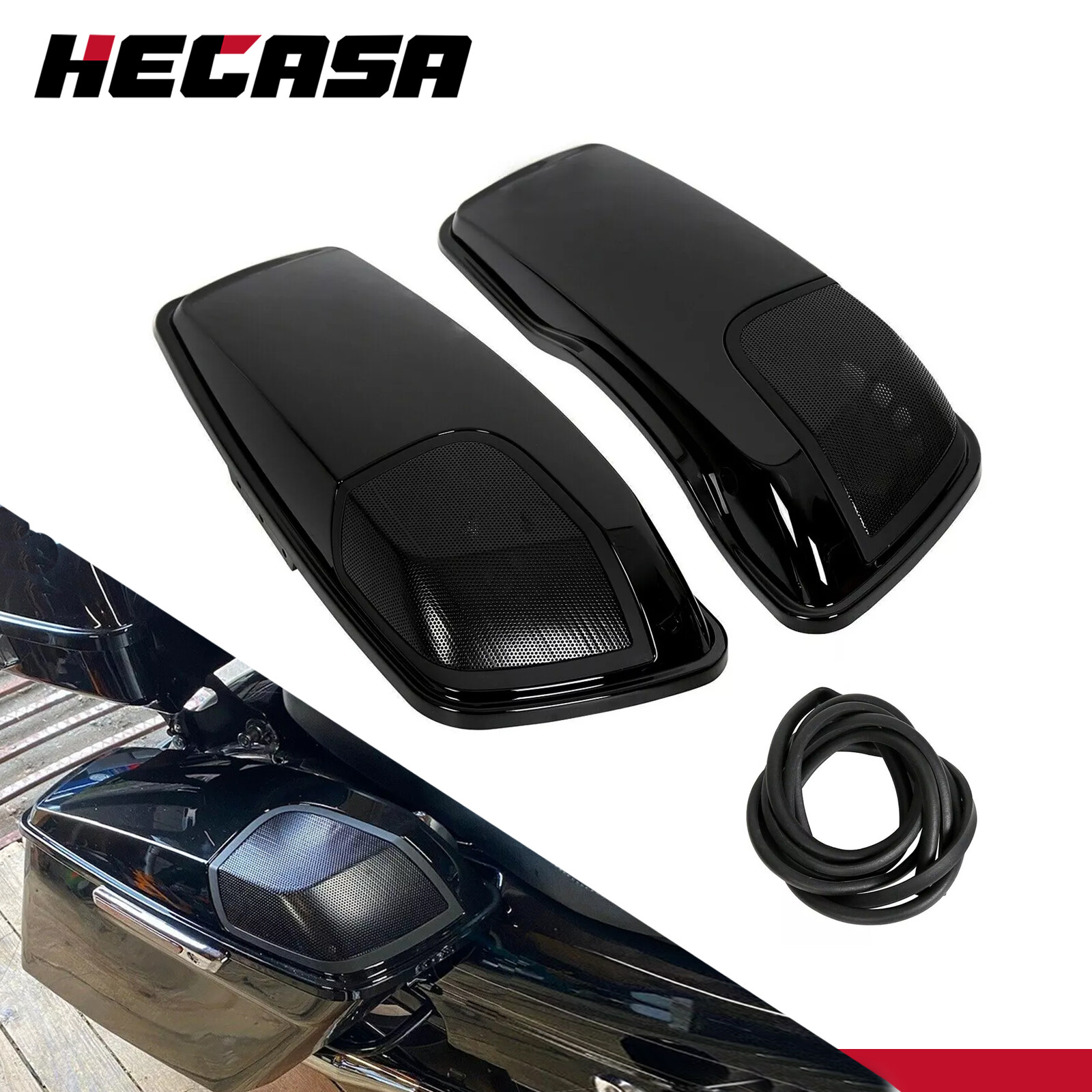 Saddle bag Lids Speaker 5x7 Cutouts For Harley Touring Road King Glide 2014-2024