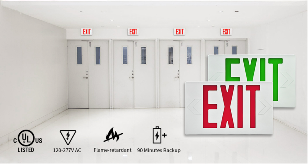 LED Emergency Exit Sign Light - Battery Backup UL 924 Certified 6 Pack Red
