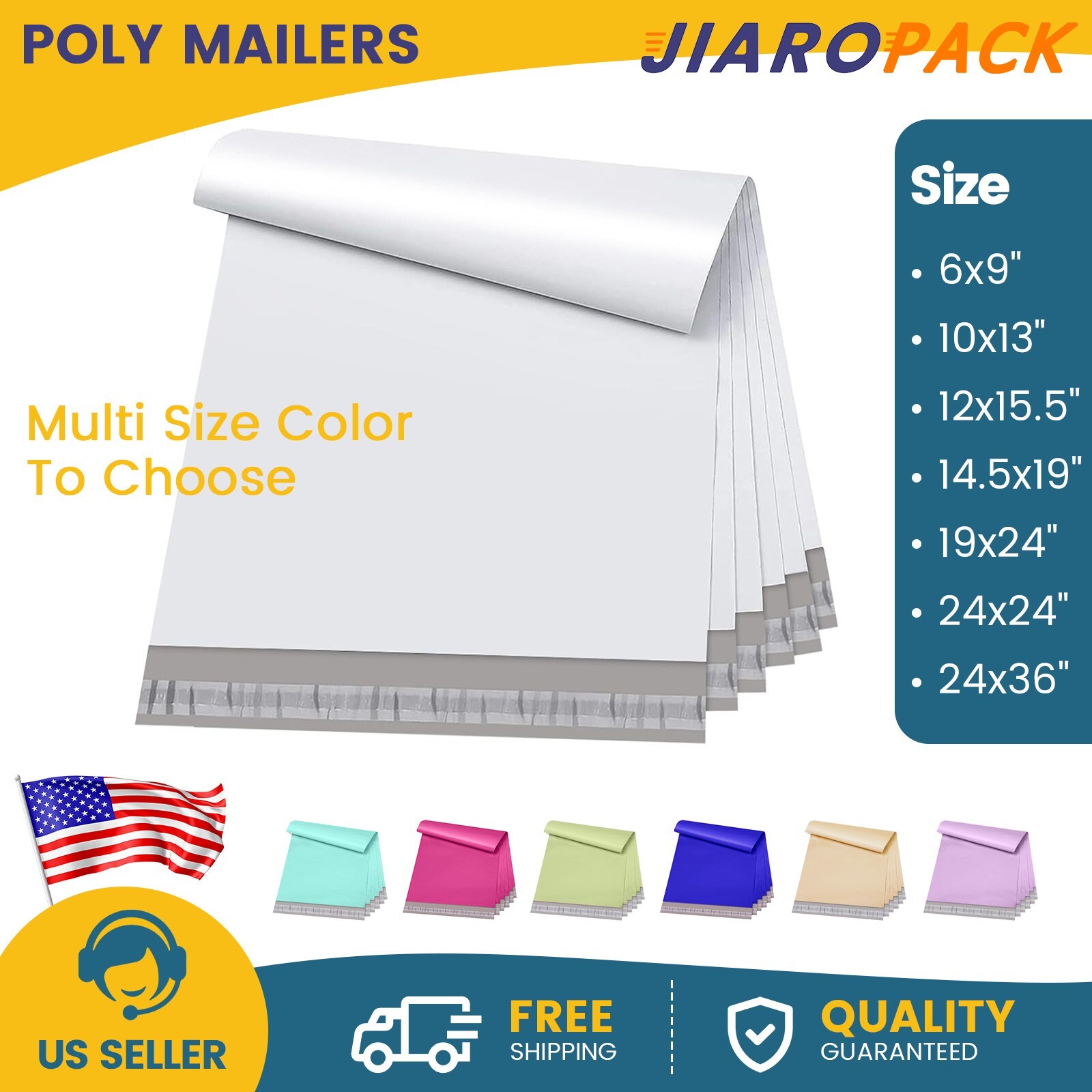 Poly Mailers Shipping Bags Plastic Mailing Envelopes Self Seal Multi Size Color