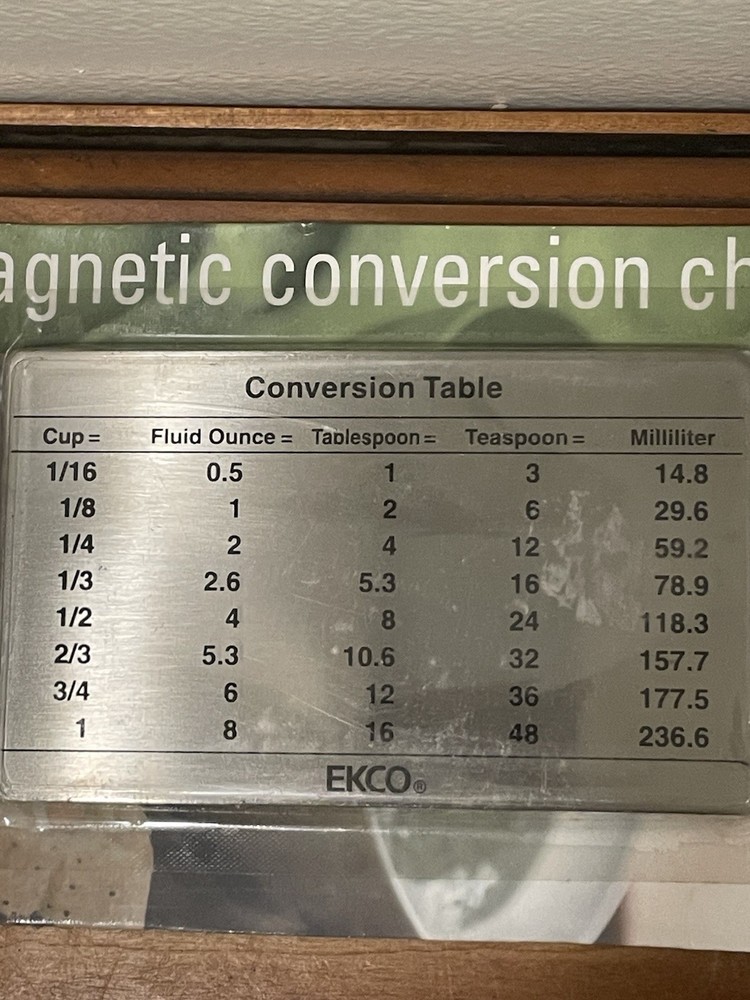 NEW Magnetic conversion chart 5”x3” EKCO Measuring Made Easier