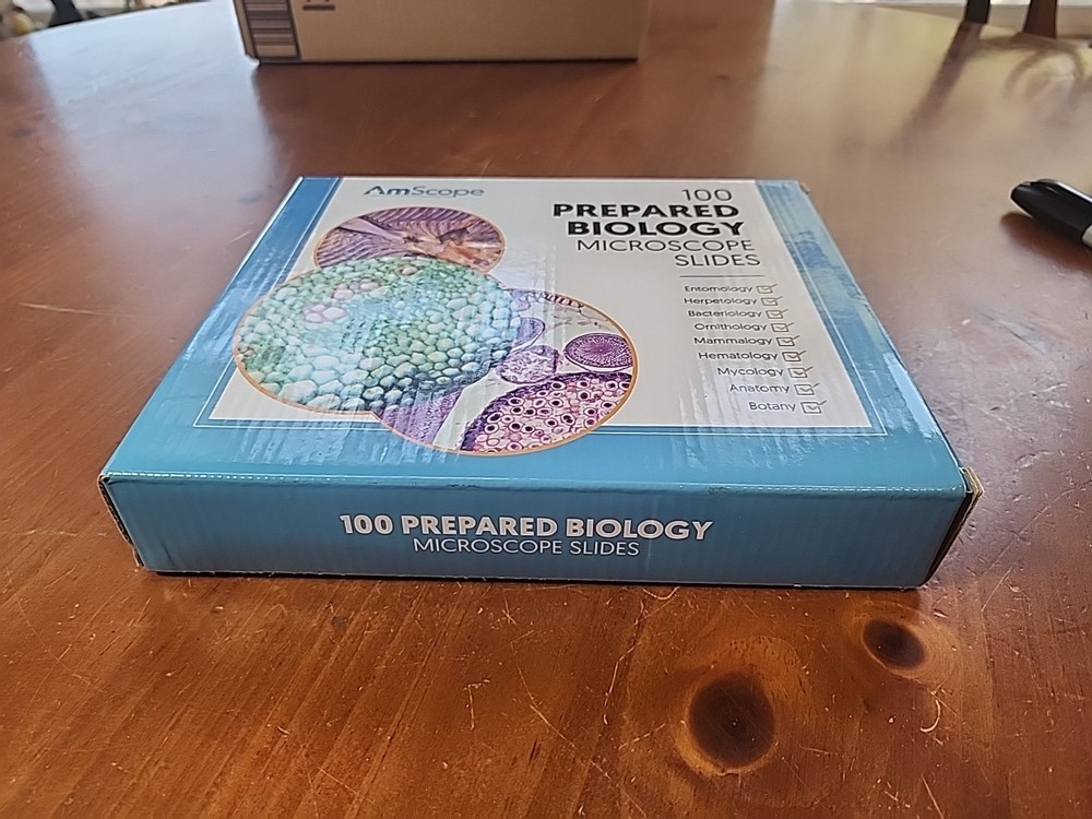 AmScope PS100E 100 Biology Prepared Microscope Slides - Set E NEW