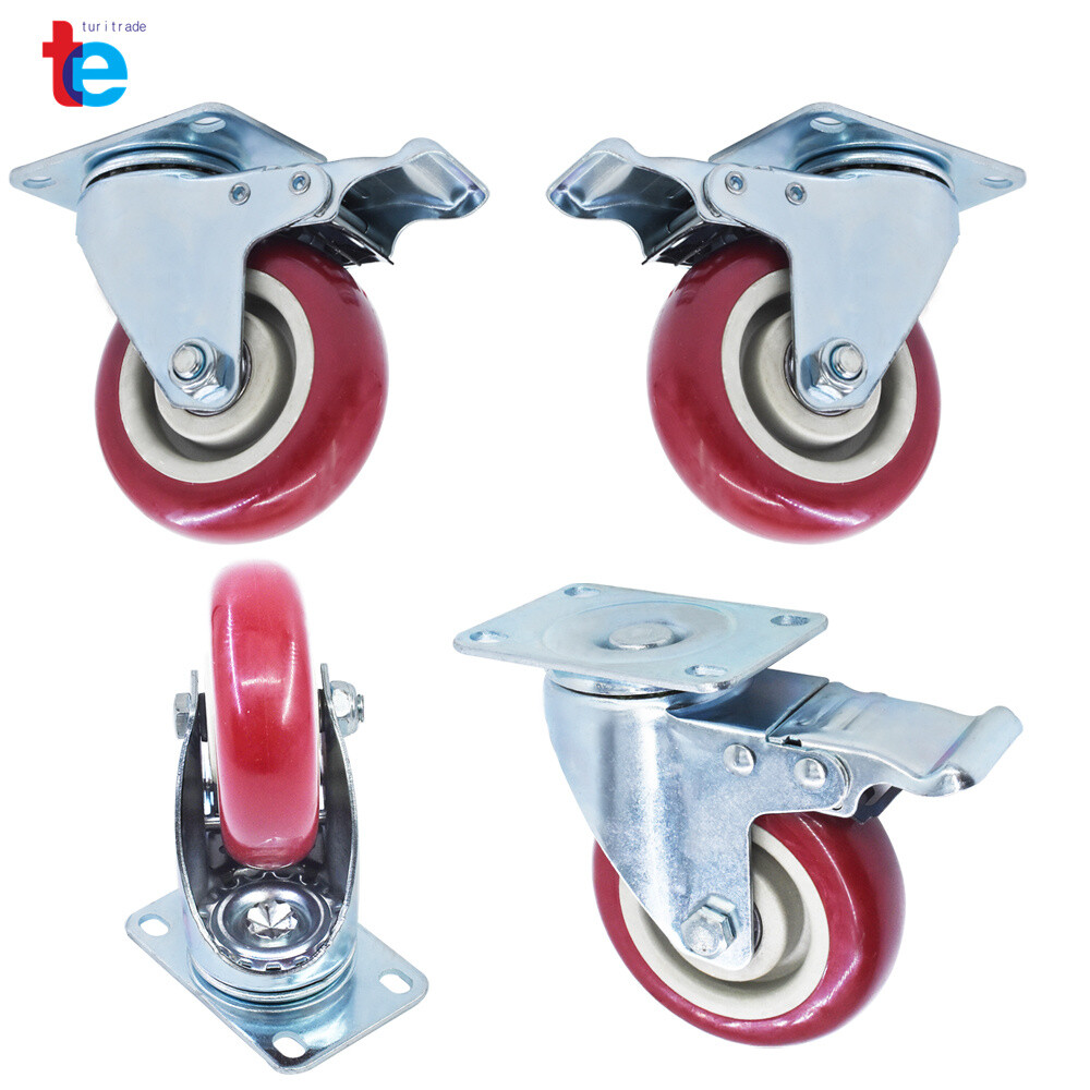 4 Pack 4 Inche Caster Wheels Locking Casters with Brake Swivel Plate Castors