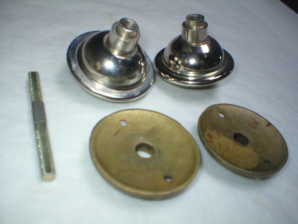 Antique Large Doorknob Pair and Plates