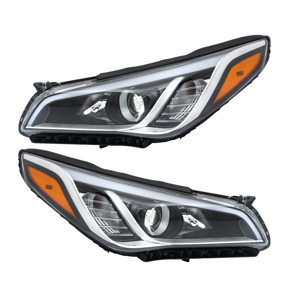 Labwork  Left+Right Headlight Assembly For Hyundai Sonata 2015-2017 Chrome Clear