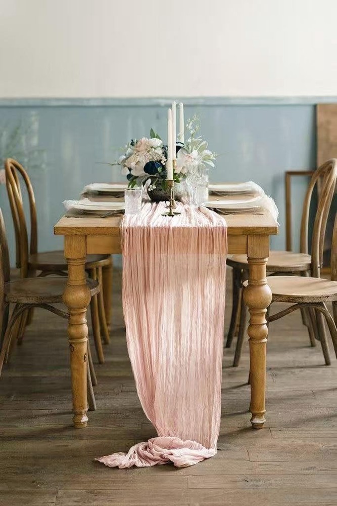 12Pack Light Pink Table Runner 10Ft Cheesecloth Table Runner Boho Gauze Table Ru