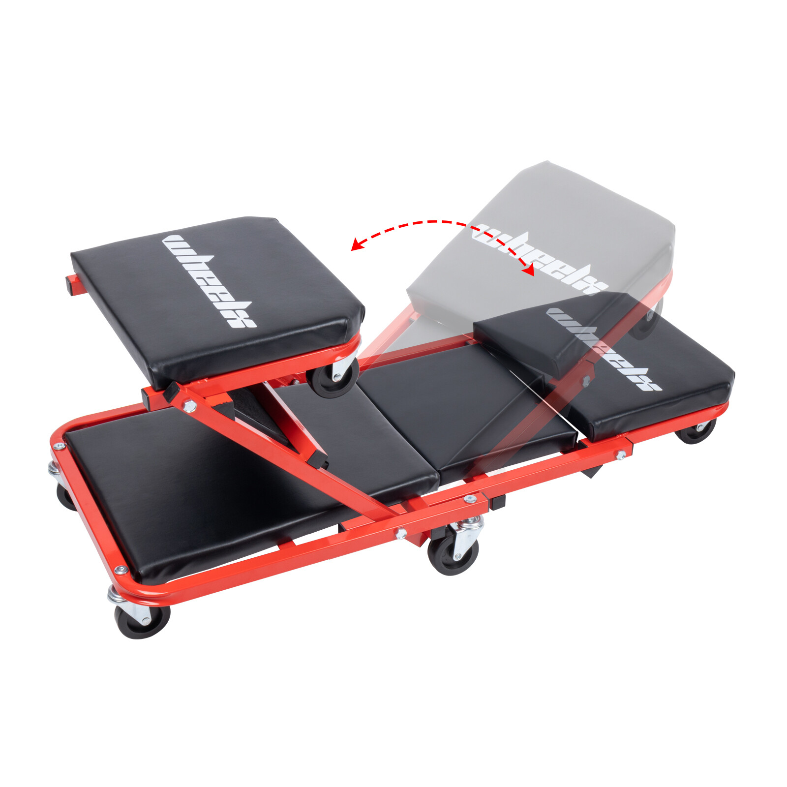 2 in 1 Mechanic Creeper w/Brake 36'' 340Lbs Folding Rolling Garage Stool Chair