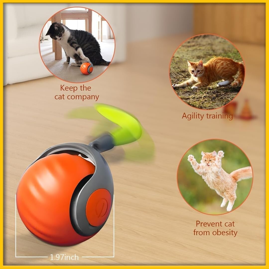 Speedy Tail 3.0 Pet Toy, 2025 New Automatic Moving Dog Balls Blue & Orange 2PCS