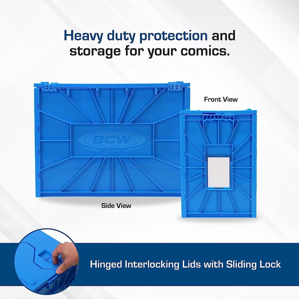 2 Pack BCW Blue Short Comic Book BinPlastic Stackable Box Ho1d 150 Comics