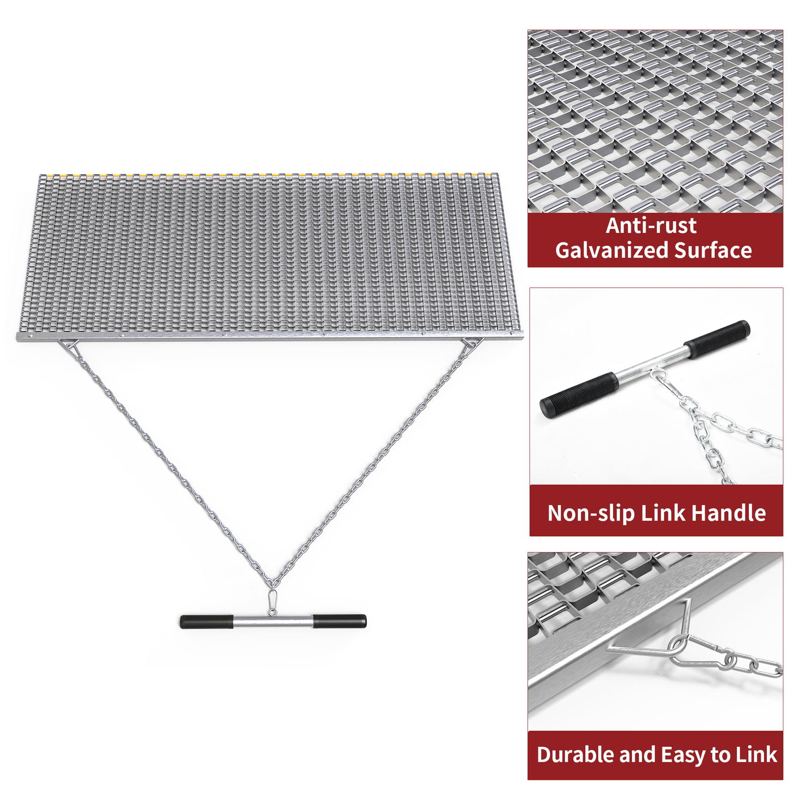 Heavy Duty ATV UTV Drag Mat - 6' x 3' with Zinc & Steel Mesh Construction