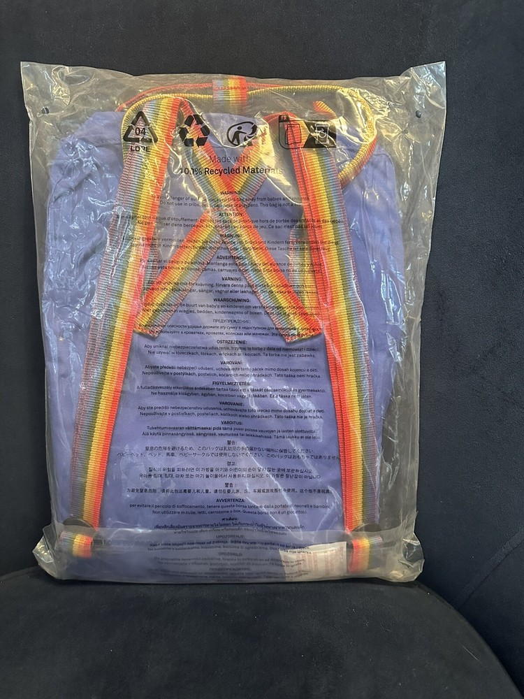 Fjallraven Kanken Classic Backpack Cobalt Blue Rainbow Pattern