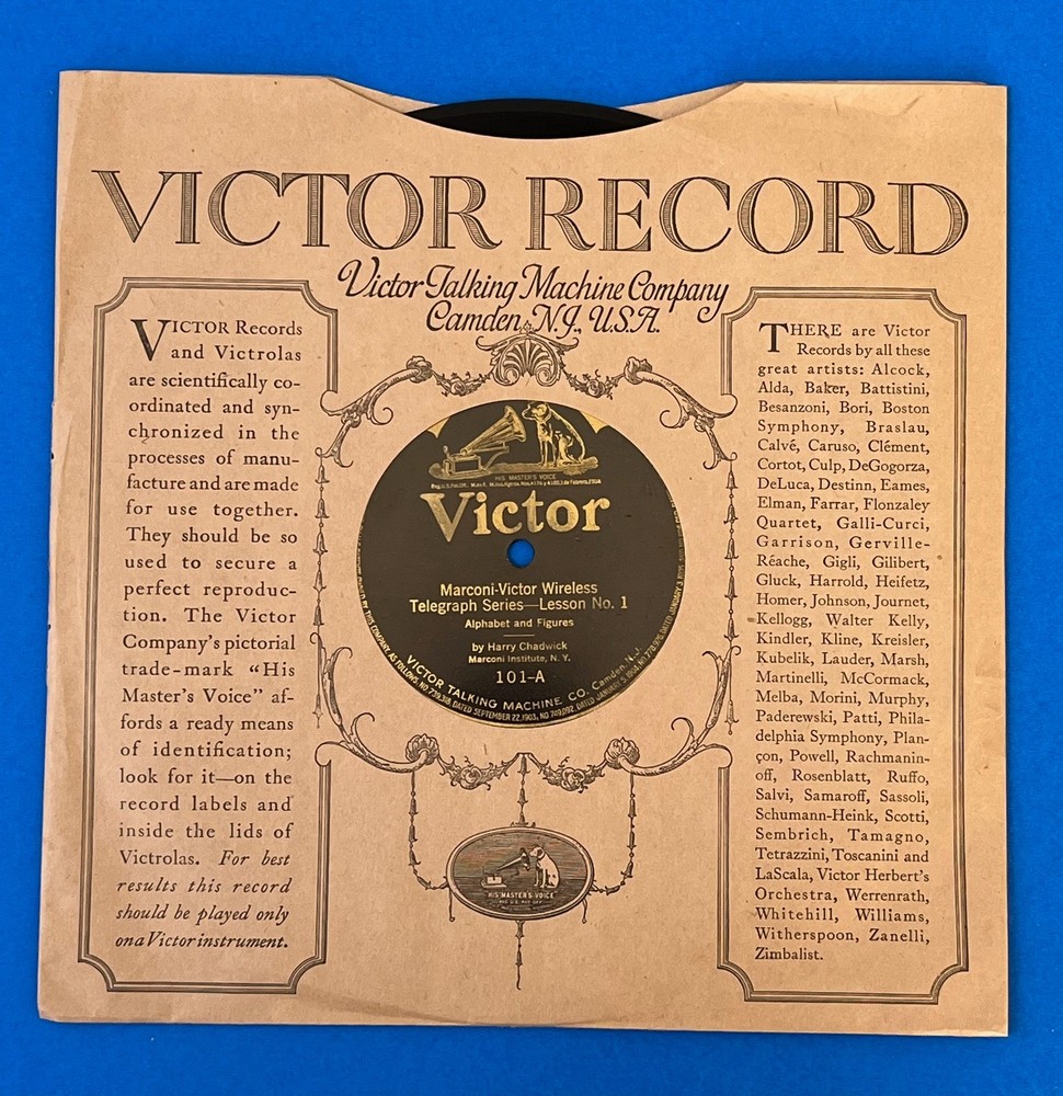 Victor Talking Machine Records Marconi Wireless Telegraphy Course Morse Code RCA