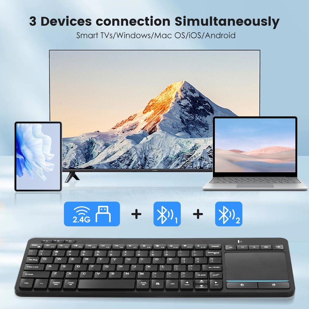 Multi-Device Wireless Bluetooth Keyboard with Touchpad-Wireless Keyboard with...