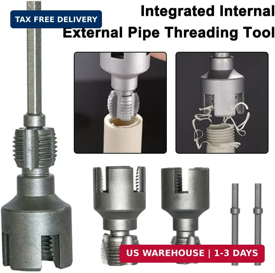 Integrated Internal & External Pipe Threading Tool, 1/2'' 3/4'' Dual-Function Pi