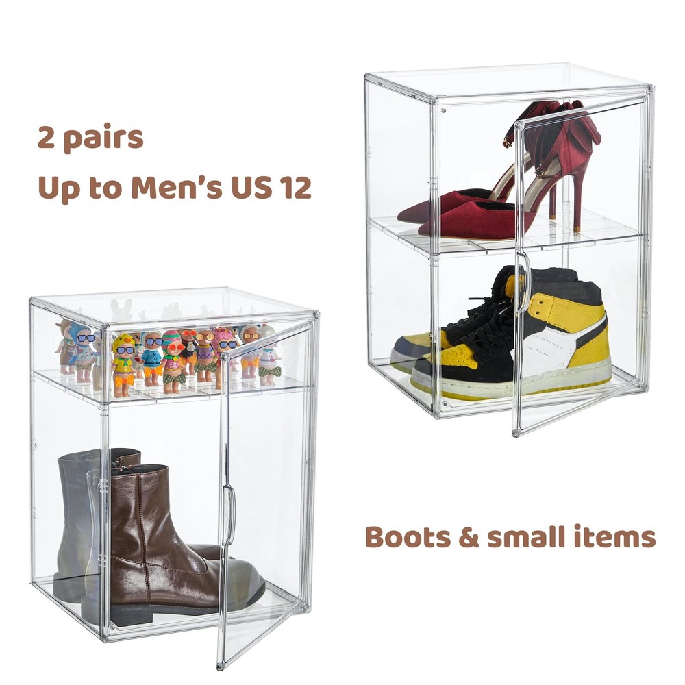 XXX-Large Clear Display Case Stackable Plastic Storage Bins with Lid, 2 Tiers...