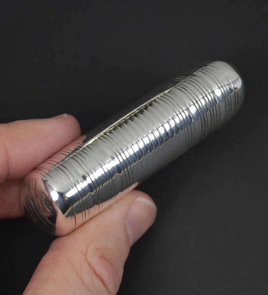 Early Victorian Silver Ribbed Curved Snuff Box