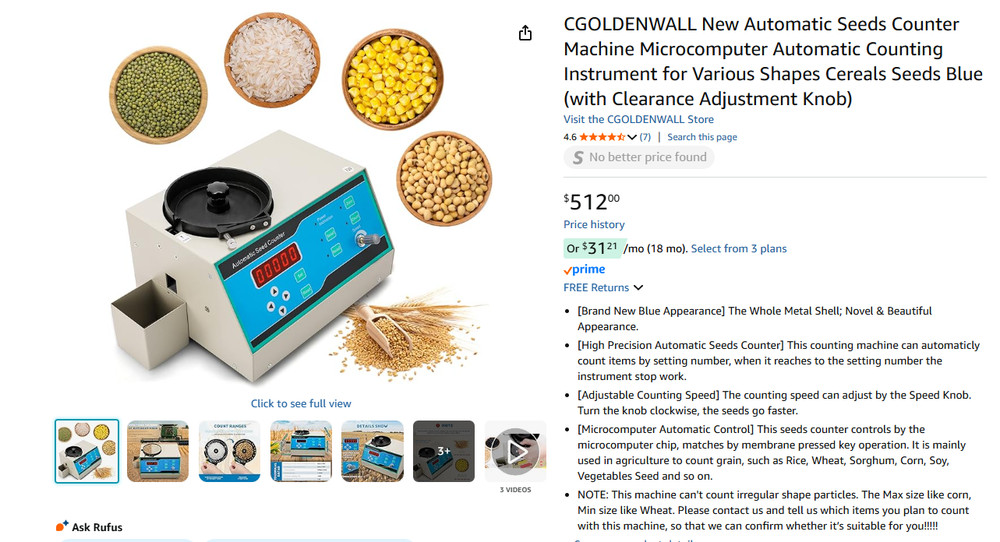 CGOLDENWALL New Automatic Seeds Counter Machine Microcomputer Automatic#4536AR2