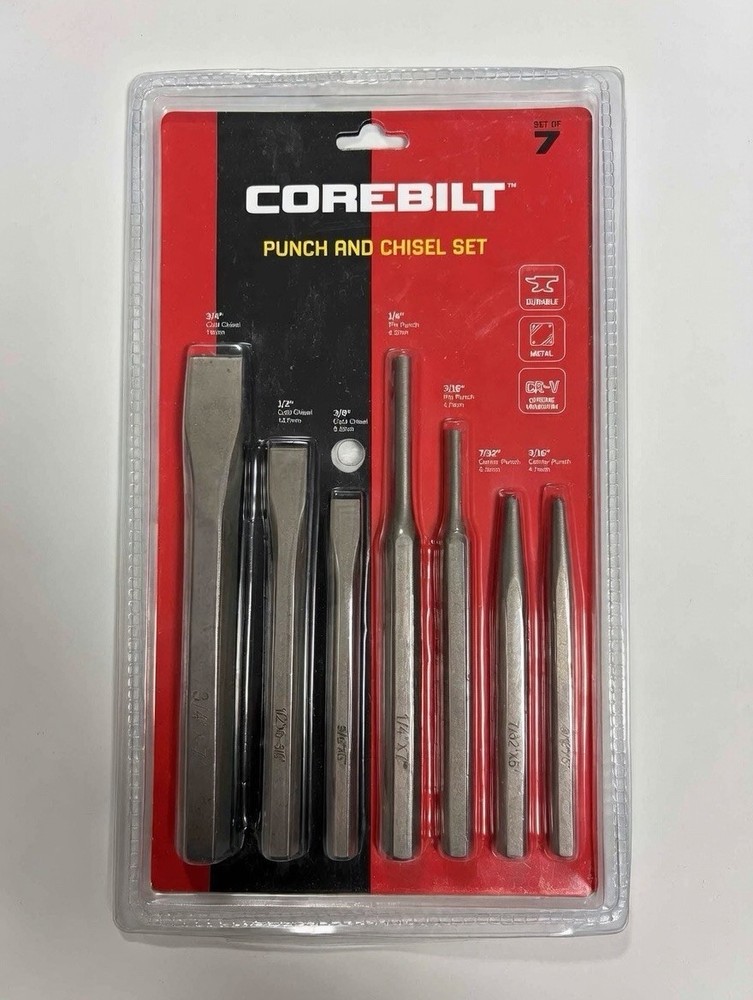 Corebilt 7pc Punch and Chisel Set Sealed / durable crome vanadium