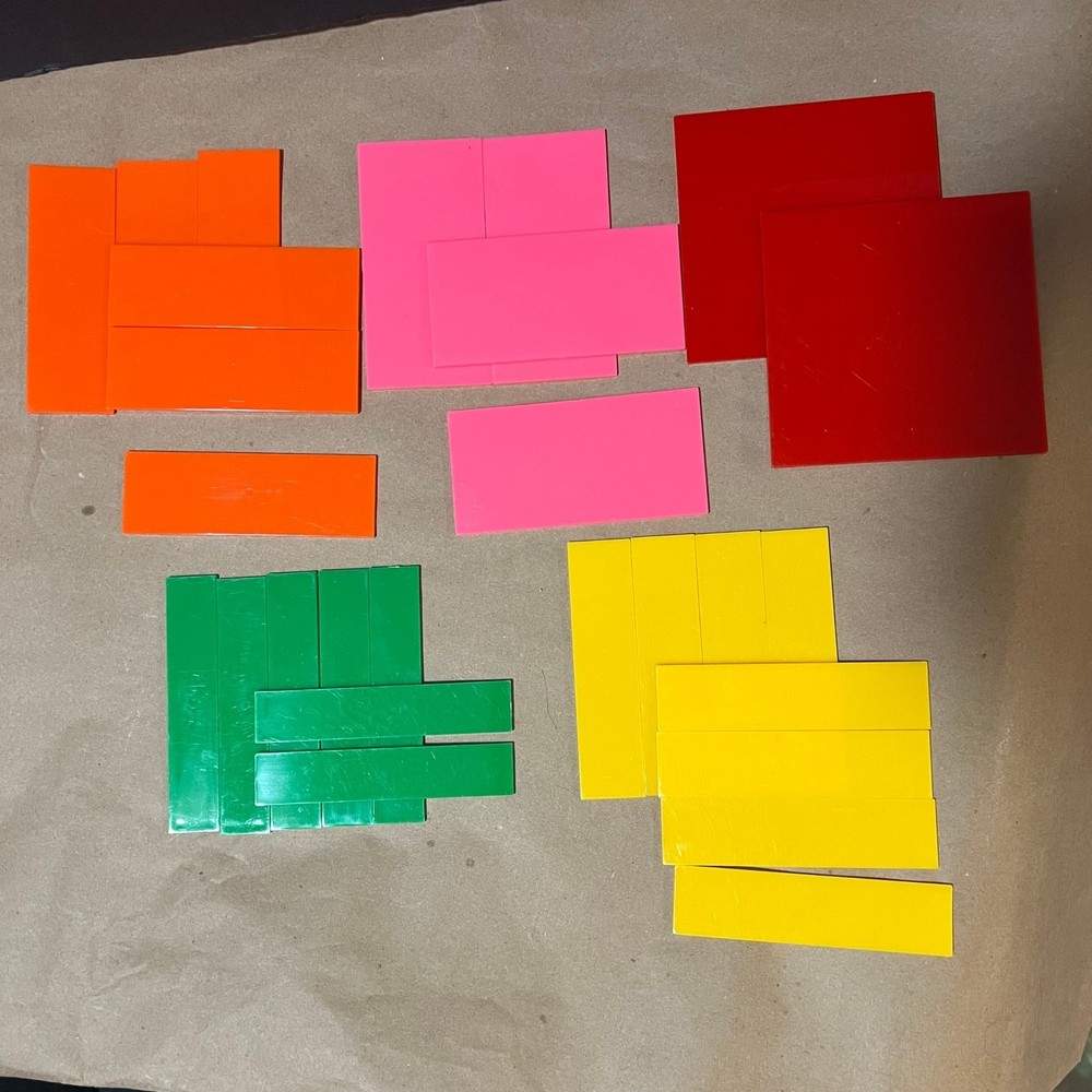 Plastic Rainbow fraction tile set complete + an incomplete set math learning