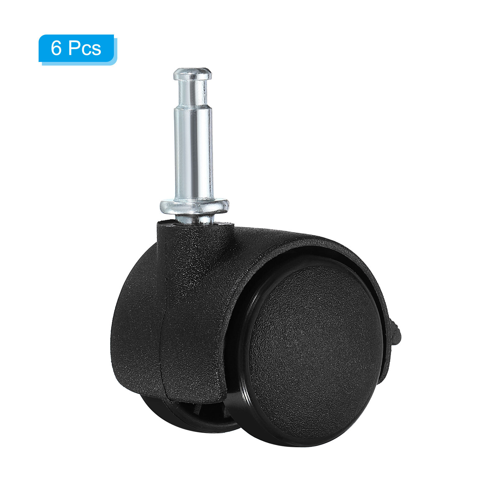 6pcs 1" Swivel Stem Casters Nylon 360 Degree Insert Stem Wheel with Brake