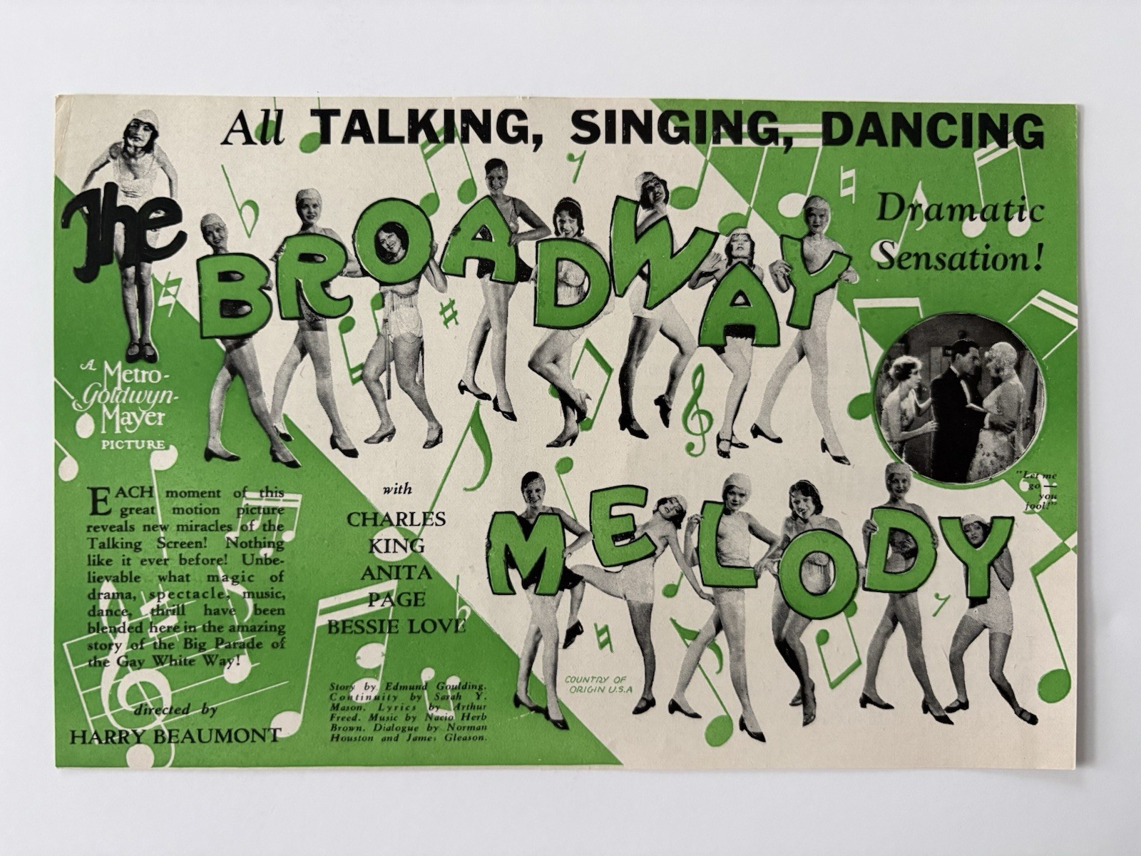 BROADWAY MELODY Herald 1932 4 1/2”x5 3/4” Movie Poster Academy Award Winner 02