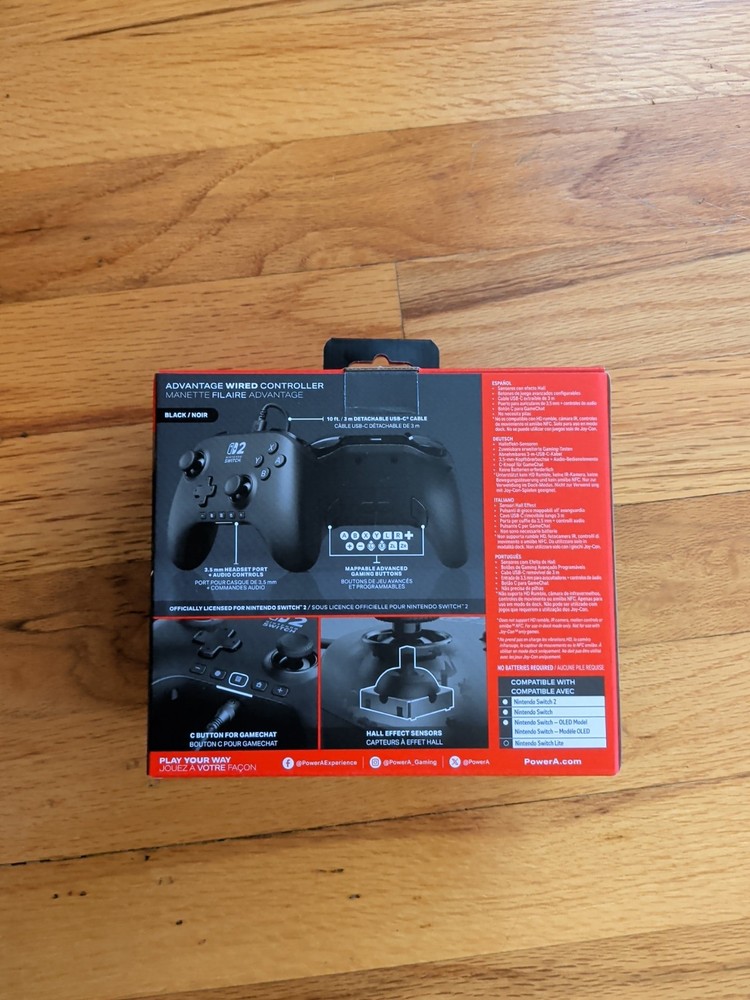 Genuine PowerA Advantage Wired Controller for Nintendo Switch 2 - Black NEW