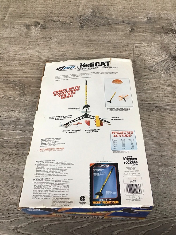 ESTES 1465 HeliCat Model Rocket Launch Set E2X (Open Box)