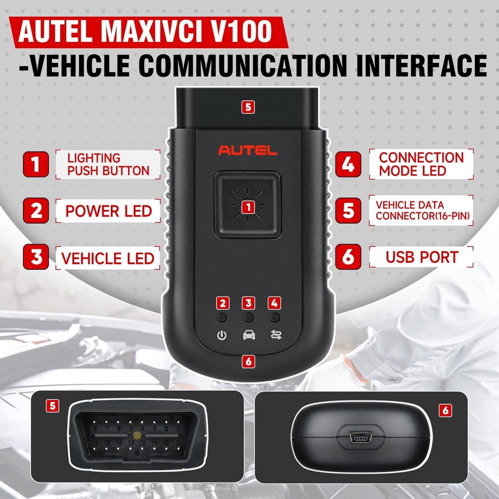 Autel MaxiVCI V100 Compact Bluetooth Vehicle Communication Interface 2024