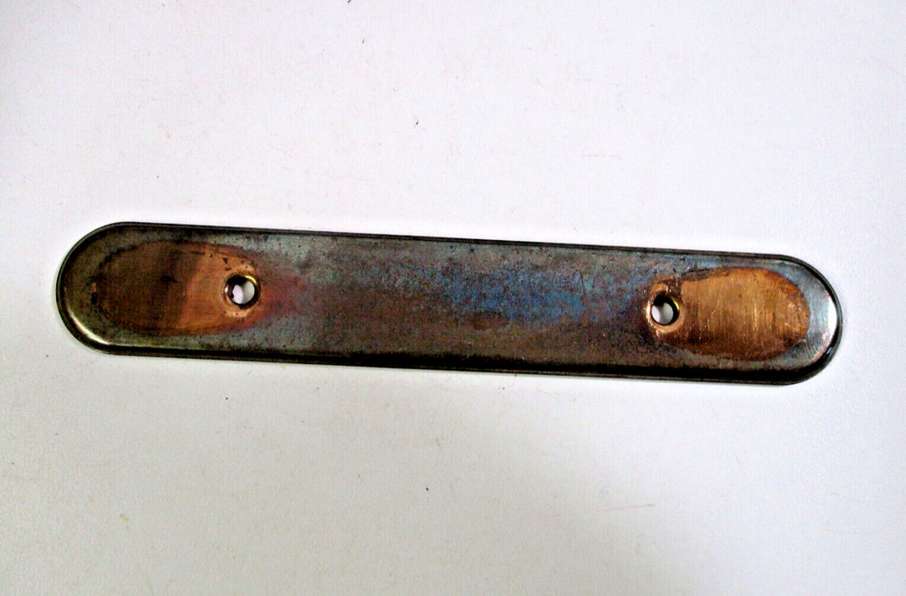 Amerock 63871 Nicely Tarnished Dark Brass Pull Handle Backplate 3" Centers Vtg