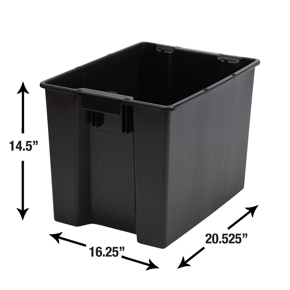 Garage Plastic Storage Bin Large Nesting Stacking, Black