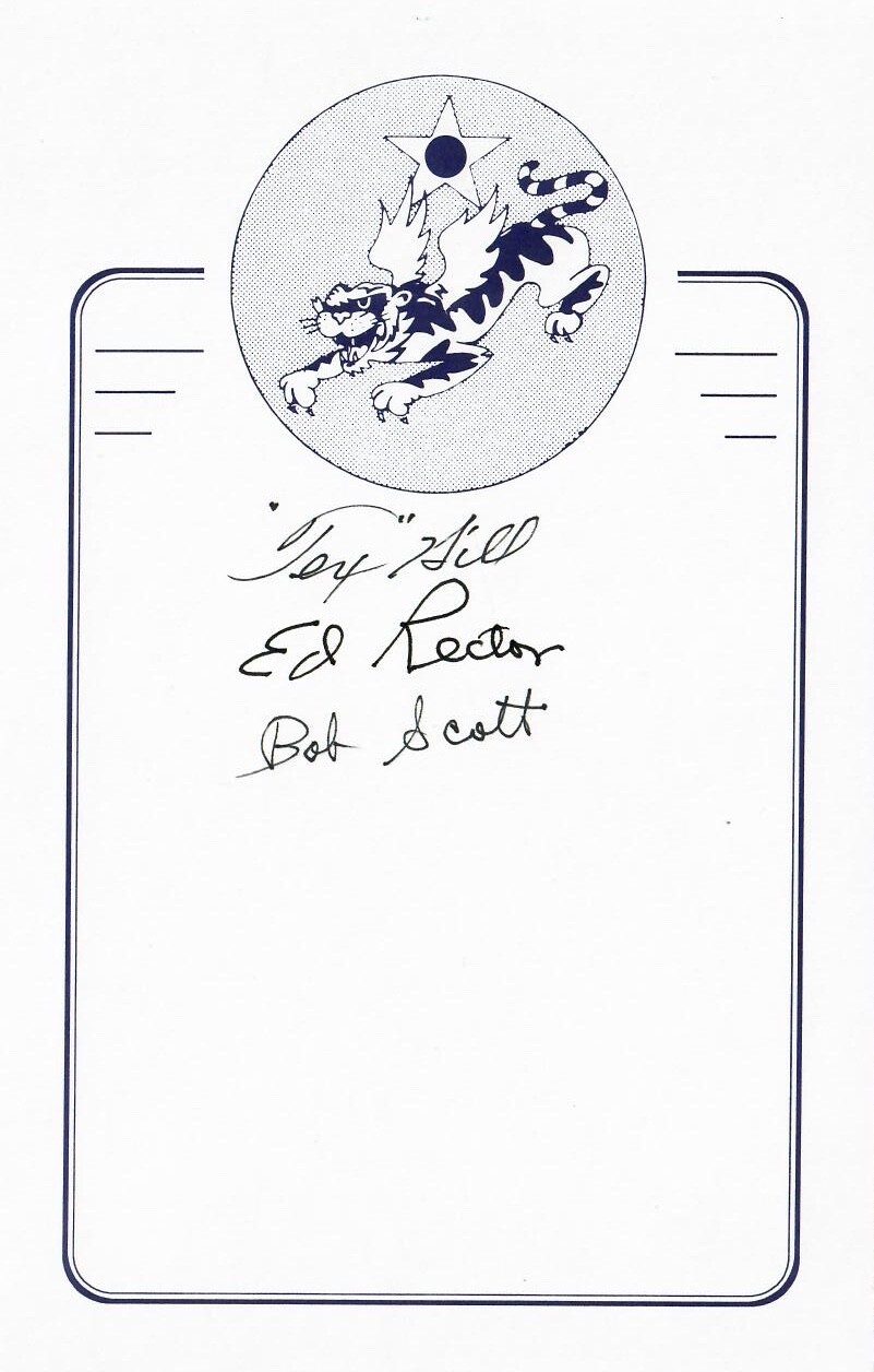 14th Air Force WWII Aces Signed Bookplate w/ Tex Hill Ed Rector Robert Scott Jr