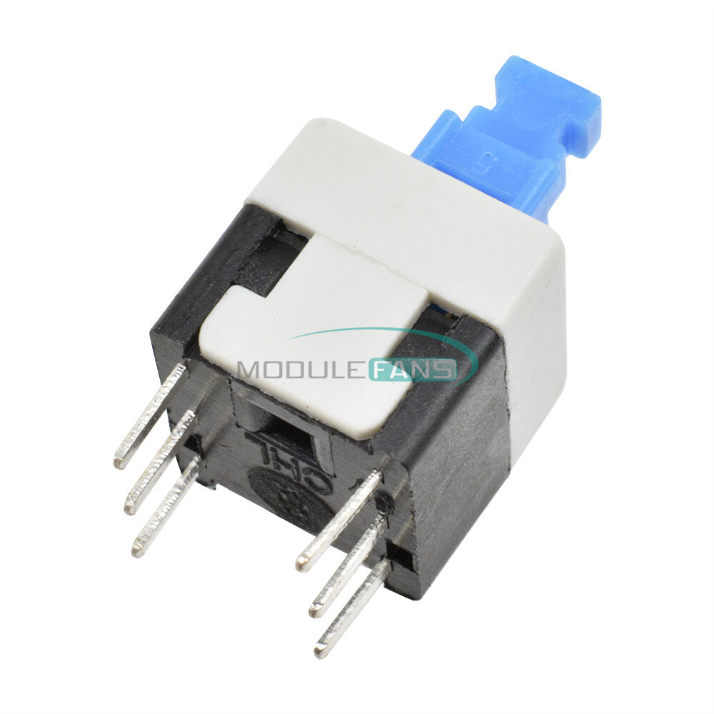20PCS Blue Cap Self-locking Type Square Blue Button Switch Control 8X8mm