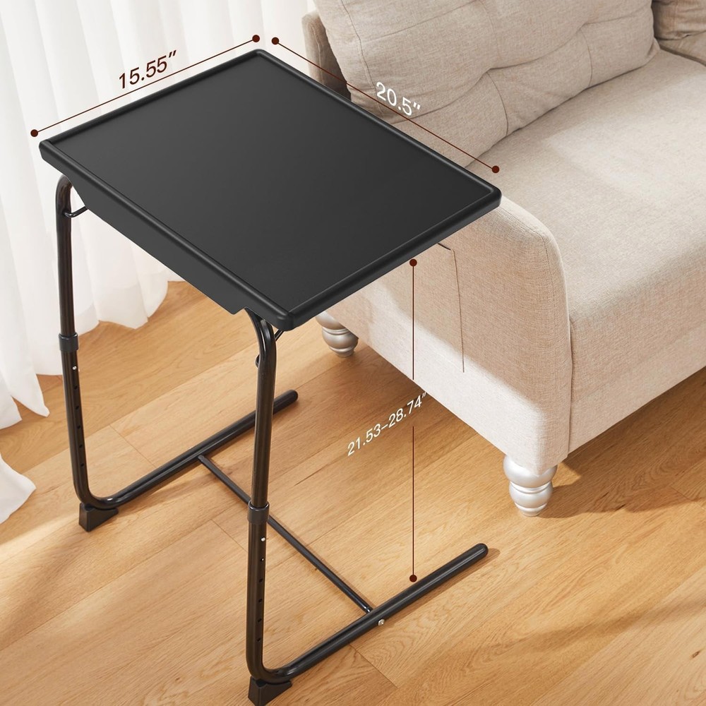 HUANUO Adjustable TV Tray Table - Dinner on Bed & Sofa, 1 pack, Black