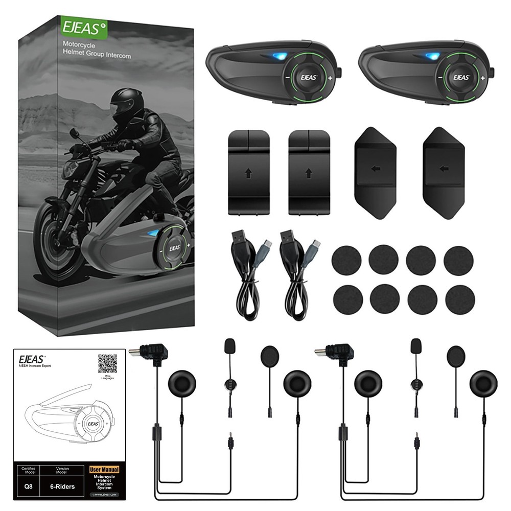EJEAS Q8 BLUETOOTH 5.1 MOTORCYCLE HELMET INTERCOM