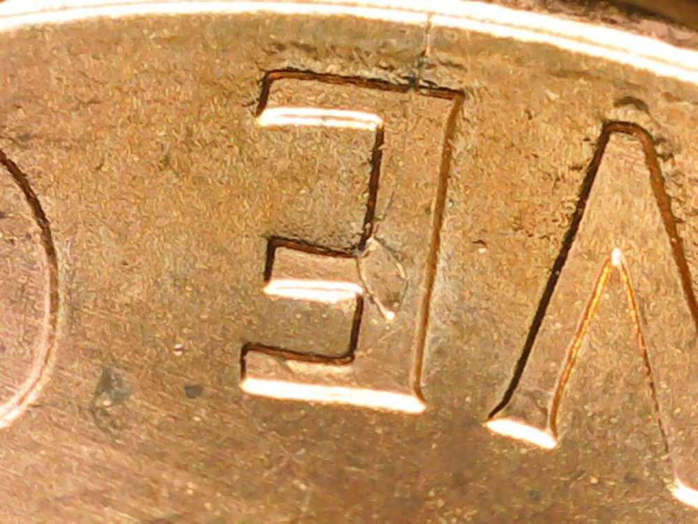 1995 Penny Reverse Die Crack & Chip