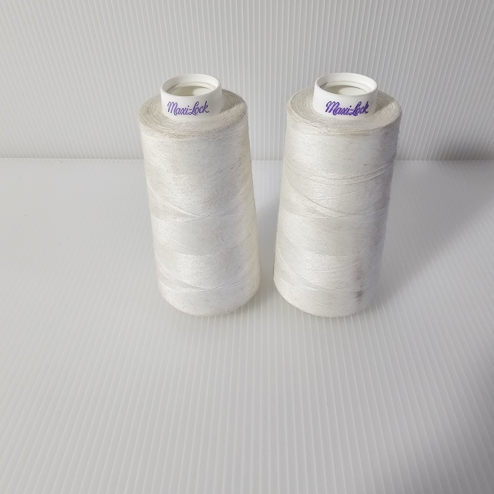 2 Maxilock Serger Thread White Spools Polyester Overlock Sewing