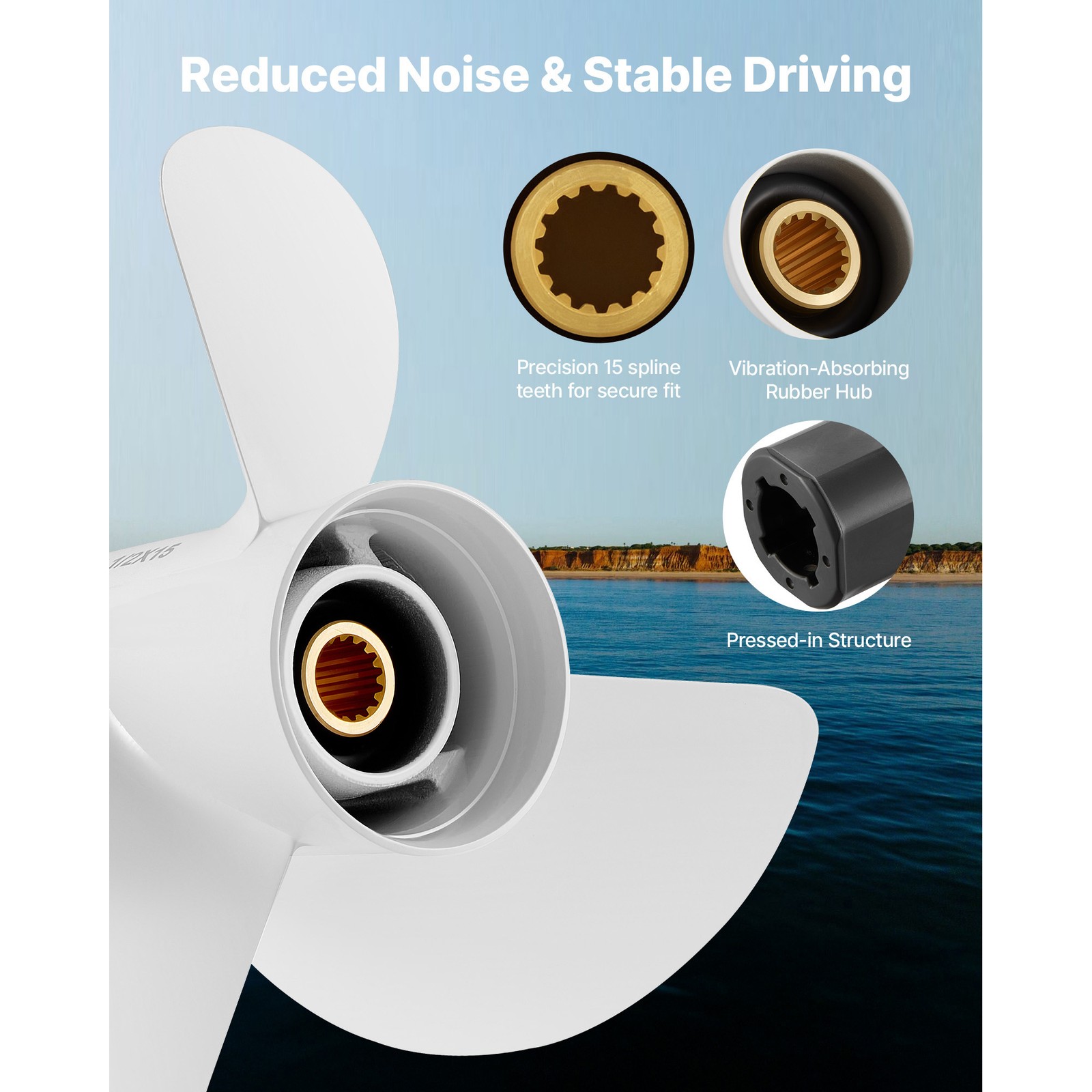 13 1/2 x 15 Aluminum Outboard Propeller for Yamaha Engines 60-130HP 15'' Pitch