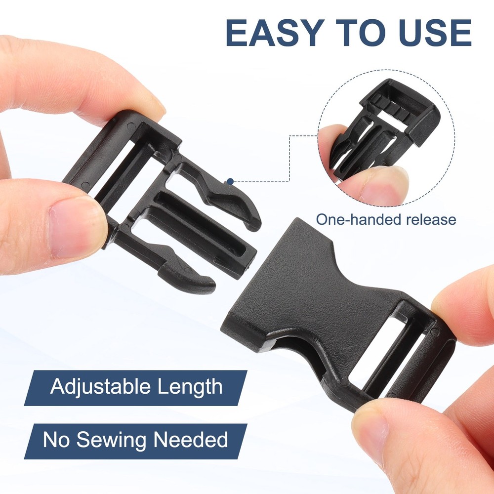10pcs Quick Side Release Buckles 3/4" Dual Adjustable No Sewing Clips Snaps