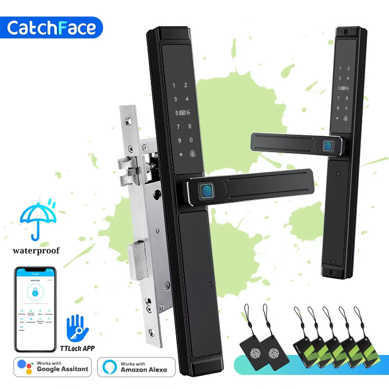 Waterproof Double-sided Gate Lock Fingerprint Lock APP RFID Code Keyless Smart L