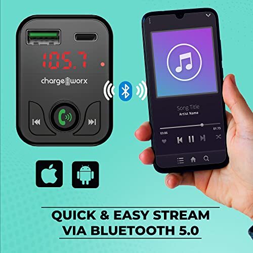 FM Transmitter Bluetooth for Car, Fast USB-C and USB Car Chargers - Stream All
