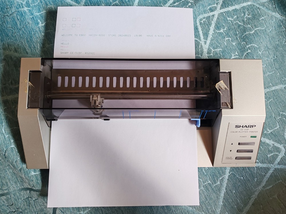 Vintage SHARP CE-515P plotter working with RS232C interafce and 4 refilled pens