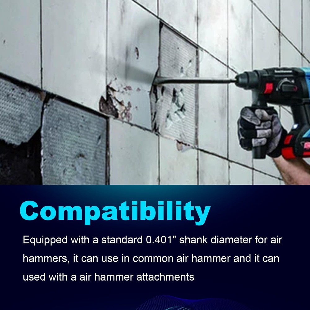 3/4" Width 14" Long Pneumatic Air Hammer Chisel Set Flat and Point Bits