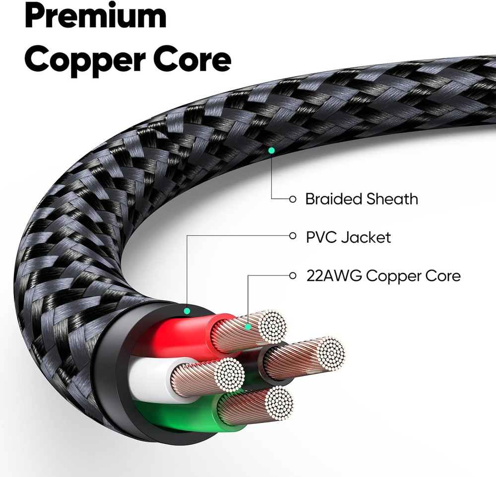 Micro USB Cable 20 Ft, PS4 Controller Charging Cable, Extra Long Micro USB Braid