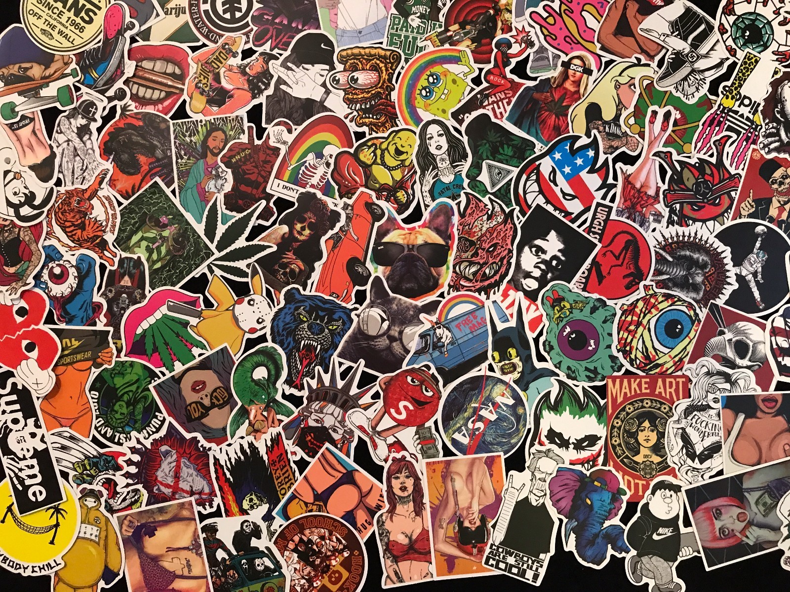 300 Random Skateboard Stickers bomb Vinyl Laptop Luggage Decals Dope Sticker Lot