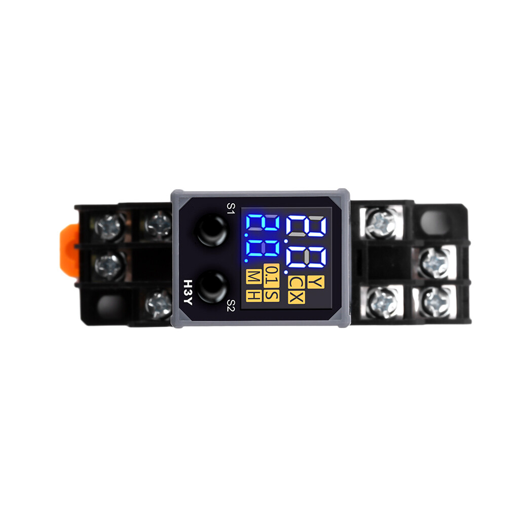 2Pcs Adjustable Digital Time Relay Cycle Time Delay Relay with Base AC 220V