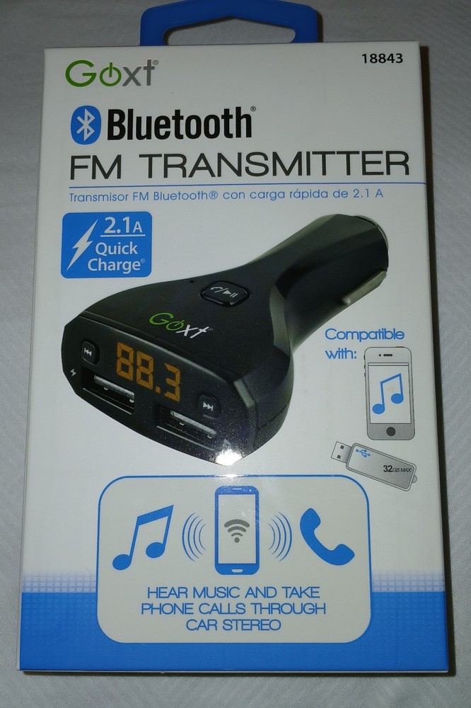GOXT BLUETOOTH FM TRANSMITTER 18843 2.1A QUICK CHARGE NEW