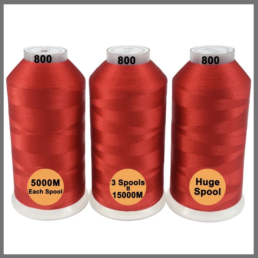 New Brothread 500M Polyester Embroidery Machine Thread Kit 3xRed