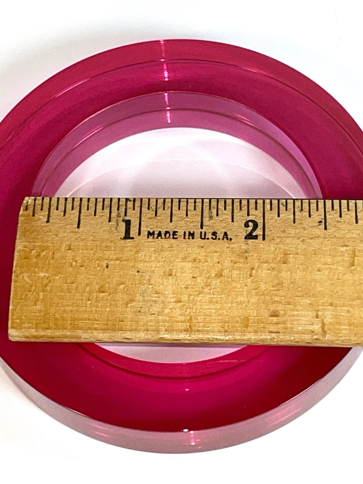 Lucite Acrylic Round Hot Pink Chunky Bangle Bracelet Fuchsia Estee Lauder Vtg 8”