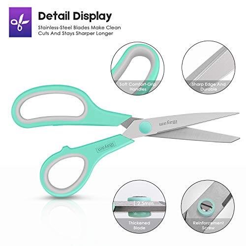 Scissors,8" Multipurpose Scissors Bulk Ultra Sharp Shears,3Pack,Mint,Grey,Purple