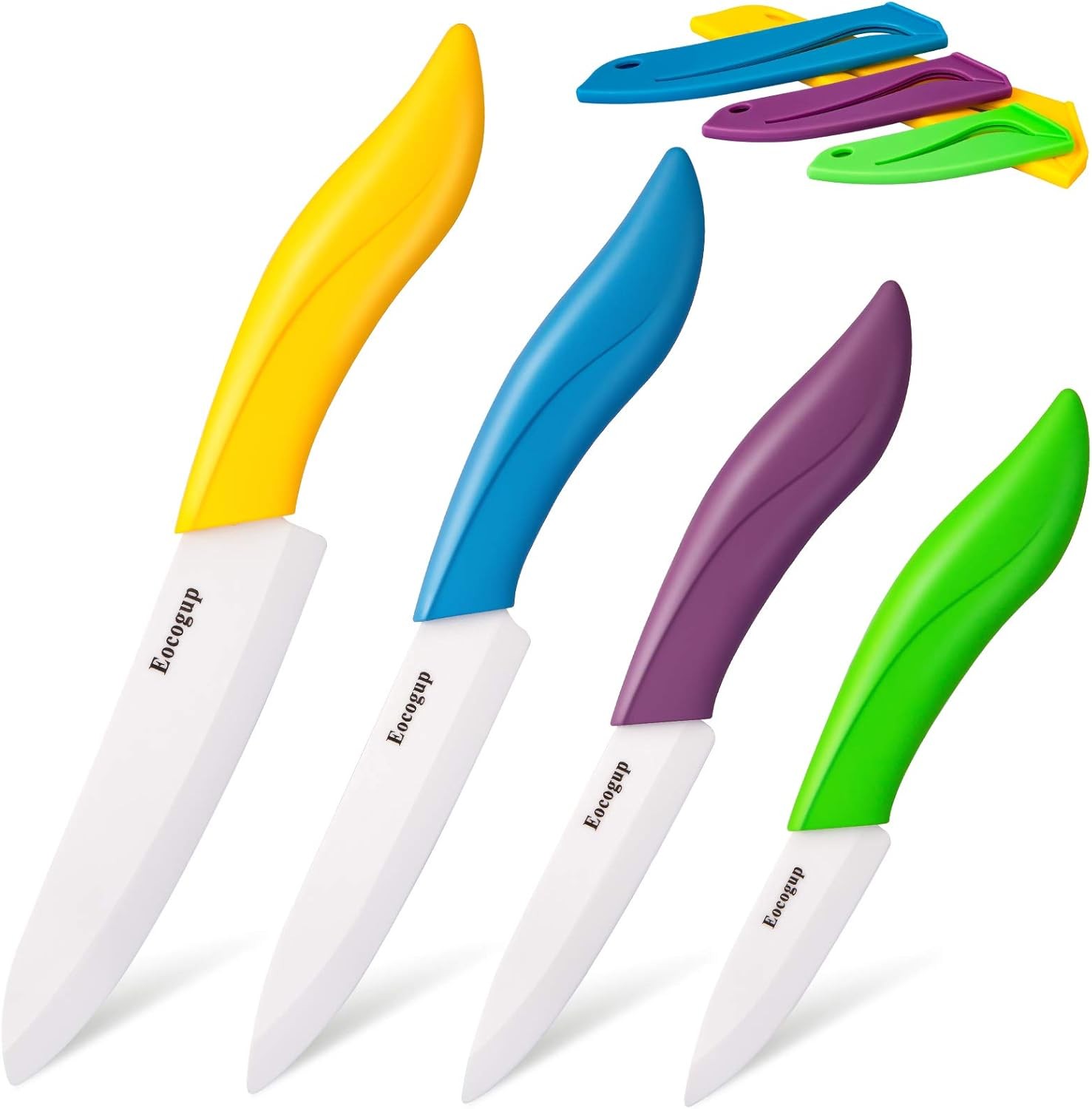 Updated Version Ceramic Knife Set 4-Piece Color with Sheaths (Includes 3" Paring